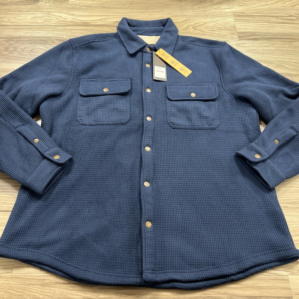 Lee Shirt Jacket Snap Front Fleece Sherpa Lining Indigo Blue Mens XL $74 NWT